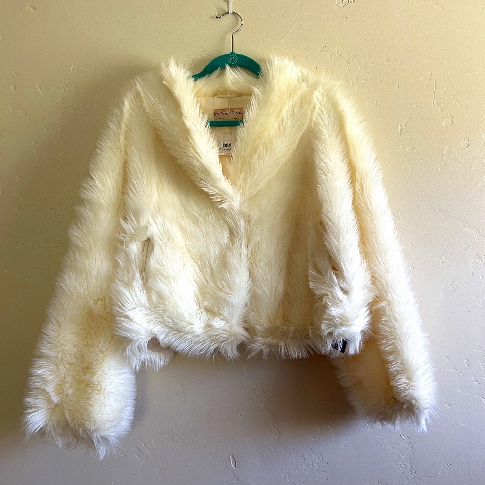 We The Free Free People Faux Fur Cropped Coat Oversized Size L
